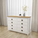 Ver imagem 1 de Cômoda 8 Gavetas Topázio 100% Madeira Maciça para Quarto Branco/Freijó