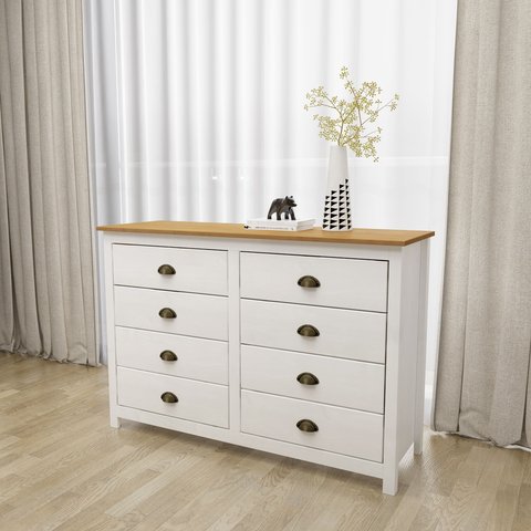 Cômoda 8 Gavetas Topázio 100% Madeira Maciça para Quarto