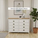 Ver imagem 7 de Cômoda 8 Gavetas Topázio 100% Madeira Maciça para Quarto Branco/Freijó