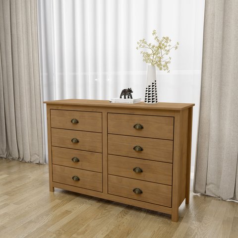 Cômoda 8 Gavetas Topázio 100% Madeira Maciça para Quarto Marrom/Freijó