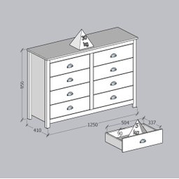 Cômoda 8 Gavetas Topázio 100% Madeira Maciça para Quarto - 7