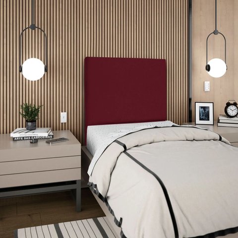 Cabeceira Cama Box Organica Solteiro 90cm Luna Suede C/frame Vinho