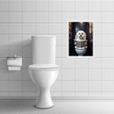 Ver imagem 2 de Quadro Banheiro Maltês no Vaso Lendo Jornal 33x24cm:moldura Branca