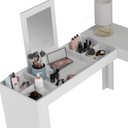 Ver imagem 4 de Escrivaninha Mesa Escritório Penteadeira em L Organizadora de Canto 130,5cm Branco