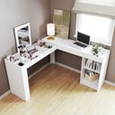 Ver imagem 6 de Escrivaninha Mesa Escritório Penteadeira em L Organizadora de Canto