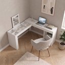 Ver imagem 1 de Escrivaninha Mesa Escritório Penteadeira em L de Canto 130,5x135,5cm Branco