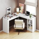 Ver imagem 1 de Escrivaninha Mesa Escritório Penteadeira em L Organizadora de Canto