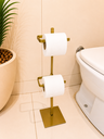Ver imagem 1 de Suporte de Papel Higiênico Dourado Premium de Chão Turim Barra Chata Reforçado para Banheiros