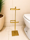 Ver imagem 2 de Suporte de Papel Higiênico Dourado Premium de Chão Turim Barra Chata Reforçado para Banheiros