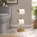 Ver imagem 2 de Suporte de Papel Higiênico Dourado Premium de Chão Turim Barra Chata Reforçado para Banheiros