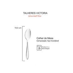 Colher de Mesa Colheres Talheres Aço Inox Victoria 12un - 3