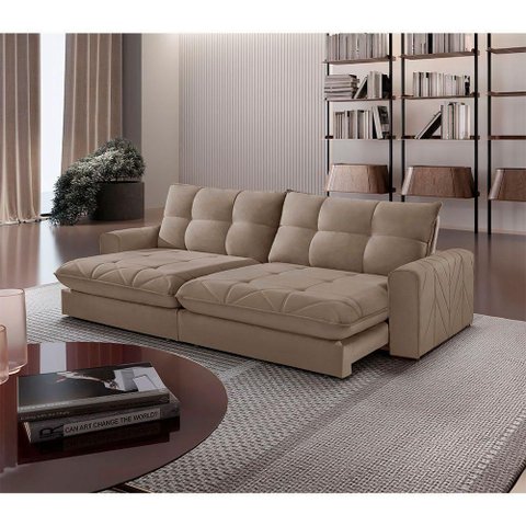 Sofá Firenze Veludo 02 Módulos de 100cm Meu Sofá Online B002 Veludo Capuccino