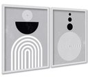 Ver imagem 1 de Kit 2 Quadros Cinzas Linhas Preto Branco 24x18cm:moldura Branca