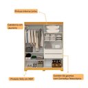 Ver imagem 5 de Guarda Roupa Solteiro com Espelho 2 Portas de Correr Helena ACP MÓVEIS Nature/Off White - 100% MDF