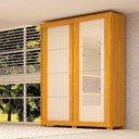 Ver imagem 2 de Guarda Roupa Solteiro com Espelho 2 Portas de Correr Helena ACP MÓVEIS Nature/Off White - 100% MDF