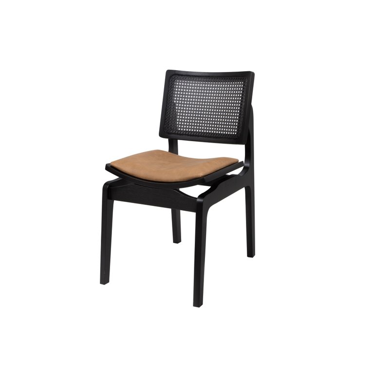 Cadeira Megan Luxo Jantar Estofada Madeira Maciça Preto:couro Ecológico Durango Kaki Cadeira Megan Luxo Jantar Estofada Madeira Maciça Preto:couro Ecológico Durango Kaki