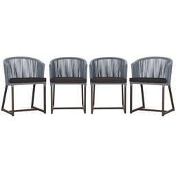 4 Cadeiras de Jantar Área Noronha em Alumínio com Pintura Marrom Corda Náutica E9 Trama Original - 1