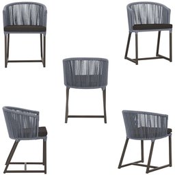 4 Cadeiras de Jantar Área Noronha em Alumínio com Pintura Marrom Corda Náutica E9 Trama Original - 5