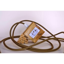 Extensão Madeira Régua Elétrica 1 Tomada Branca Cor do Cabo:preto e Dourado - 1