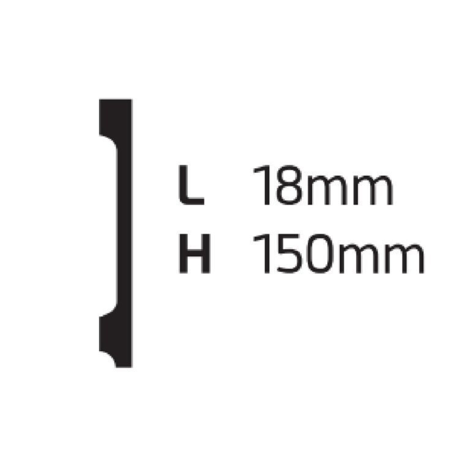 Kit c/5 barras Rodapé Poliestireno Liso ML15 18mm x 244cm x 15cm 12m - 3