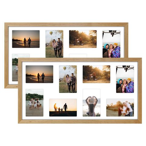 Kit 2 Multifoto 16 Fotos 10x15 Porta Retrato de Parede 30x60