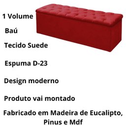 Kit Cabeceira e Calçadeira Mirage 160 Cm Suede Vermelho - Fm - 5