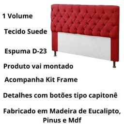 Kit Cabeceira e Calçadeira Mirage 160 Cm Suede Vermelho - Fm - 4