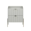 Ver imagem 5 de Conjunto Mesa Cabeceira Quarto Off White 100% Mdf Luxo 45cm Pés Champagne