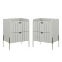 Ver imagem 1 de Conjunto Mesa Cabeceira Quarto Off White 100% Mdf Luxo 45cm Pés Champagne