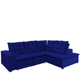 Sofá de Canto Montreal Retrátil, Reclinável, 4 Lugares 2,70x2,10 Metros, Chaise Fixo, Pillow Top, Az - 2 Sofá de Canto Montreal Retrátil, Reclinável, 4 Lugares 2,70x2,10 Metros, Chaise Fixo, Pillow Top, Az - 2