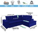 Ver imagem 4 de Sofá de Canto Montreal Retrátil, Reclinável, 4 Lugares 2,70x2,10 Metros, Chaise Fixo, Pillow Top, Az