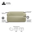 Ver imagem 6 de Kit 02 Poltronas Giratória e 01 Sofá Orgânico Glee 02 Lugares 140cm Linho Bege - Abmaza
