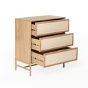 Ver imagem 2 de Cômoda Square para Quarto 3 Gavetas 100% MDF Pés de Metal 80cm Telinha Rattan Tauari Casavee