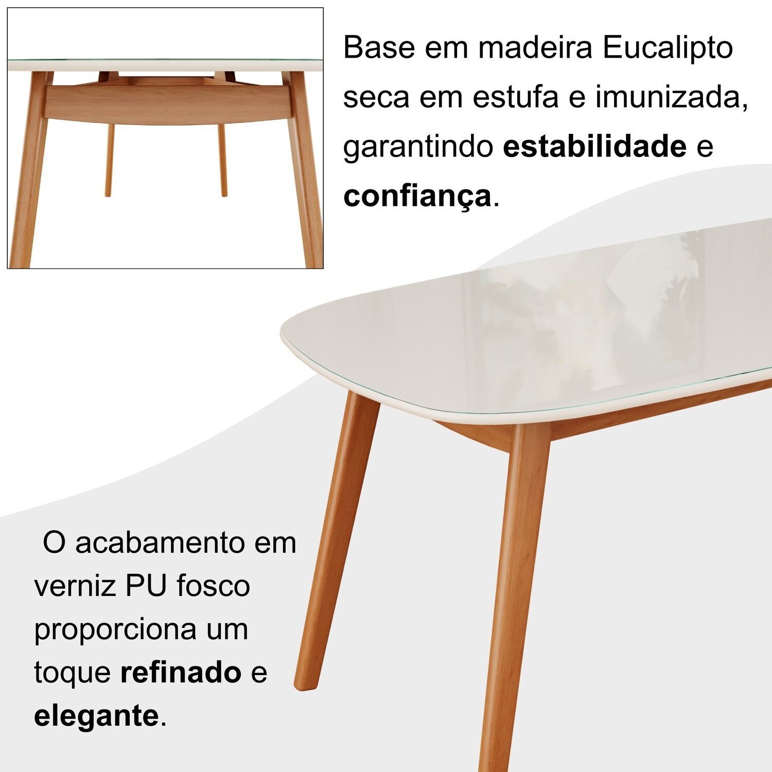 Mesa 180cm X 80cm Mdf com Vidro Laqueado Ceci Yescasa - 6