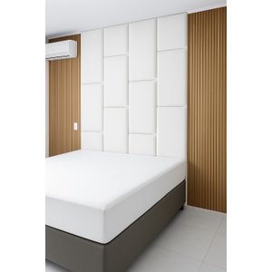 Cabeçeira Dominó 2,70 Altura e 1,60 Largura Modulos Colantes:corino Branco