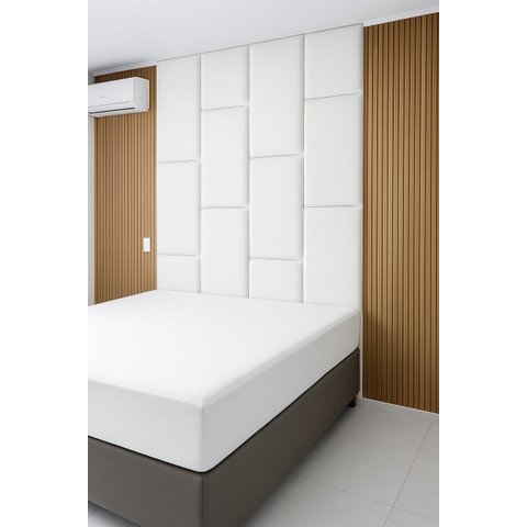 Cabeçeira Dominó 2,70 Altura e 1,60 Largura Modulos Colantes:corino Branco