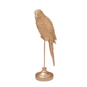 Escultura Decorativa Papagaio em Resina Dourada 36cm PARIS LUZ