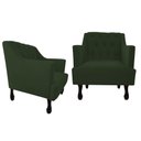 Ver imagem 1 de Kit 2 Poltronas Decorativa Julia Suede Verde Pés Madeira Mz Decor