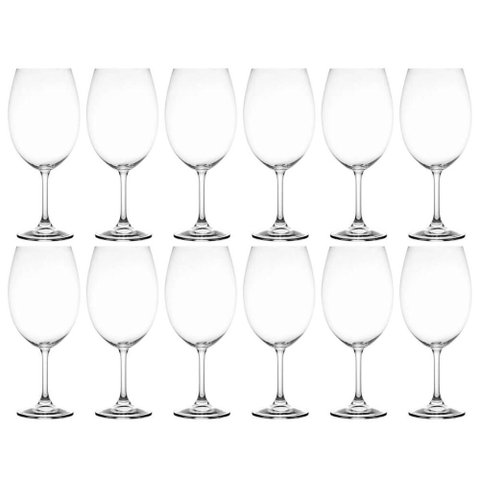 Jogo 12 Taças Cristal Vinho Tinto Branco Rose 580ml Degustação Mesa Posta Lyor