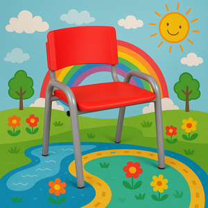 Kit 10 Cadeira Iso Infantil Creche, Escola Base Cinza Vermelho