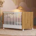 Ver imagem 1 de Berço Mini Cama Dois em Um Doce Sonho Mdf Qmovi: Branco com Freijó