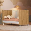 Ver imagem 2 de Berço Mini Cama Dois em Um Doce Sonho Mdf Qmovi: Branco com Freijó