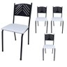 Kit 4 Cadeira Cozinha Jantar Metal Tubular Almofadada Medcombo Preto Estrutura Preta com Assento Bra - 1