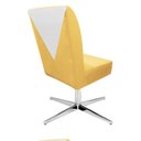 Ver imagem 2 de Cadeira Ana Giratória Metal Suede Mostarda E Sintético Branco