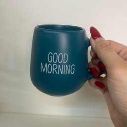 Jogo 4 Caneca Bojuda 260ml Porcelana Fosca para Cappuccino - Verde Cobalto - 3