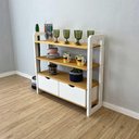 Ver imagem 2 de Aparador Linea Ample Moderno sem Porta 2 Gavetas Madeira Maciça 100cm Nozes e Branco Artfactory