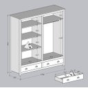 Ver mais imagens de Guarda-Roupa 4 Portas 2 Gavetas Topázio 100% Madeira Maciça Branco/Freijó