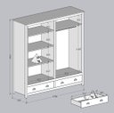 Ver mais imagens de Guarda-Roupa 4 Portas 2 Gavetas Topázio 100% Madeira Maciça Branco/Freijó