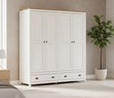 Ver imagem 1 de Guarda-Roupa 4 Portas 2 Gavetas Topázio 100% Madeira Maciça Branco/Freijó