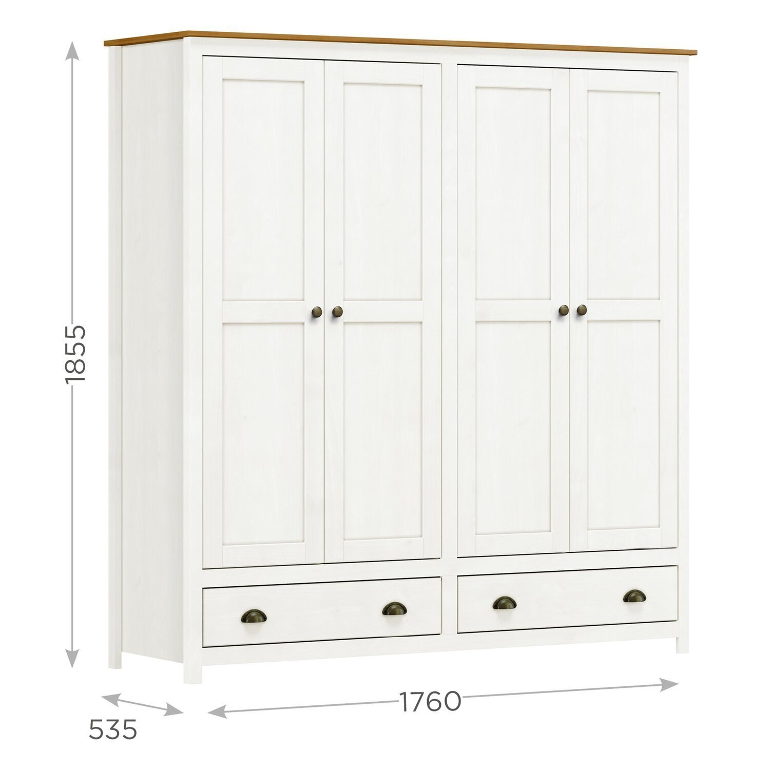 Guarda-Roupa 4 Portas 2 Gavetas Topázio Madeira Maciça - 5